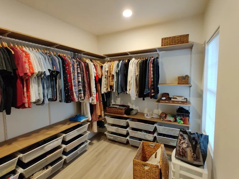 Another view of the organized closet system
