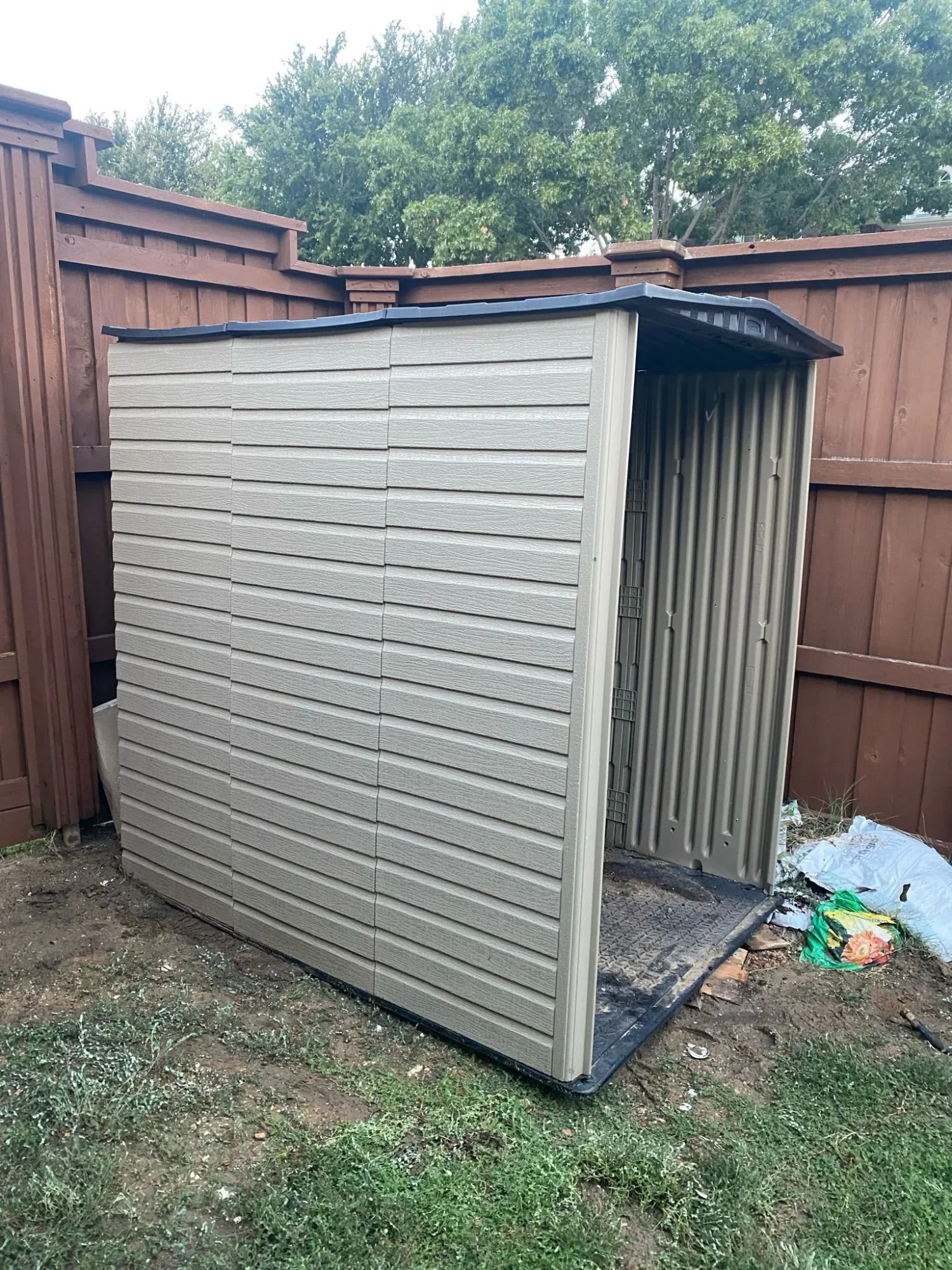 Shed before assembly - side view